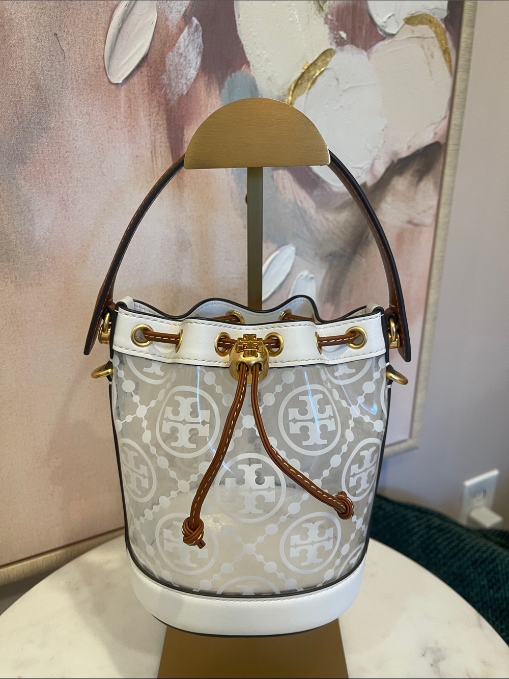 Tory Burch T Mini Monogram Bucket Bag with Crossbody